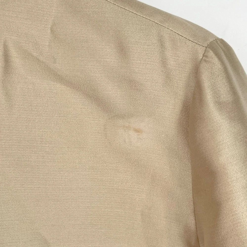 Good Talbots Women Suit 14/16 Pant Set Gold Pure Silk Eyelet Embroidered Petite